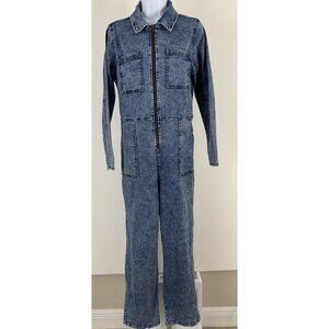 WILD FABLE Women's Acid Wash Denim Zip Front Utility Jumpsuit Sz S